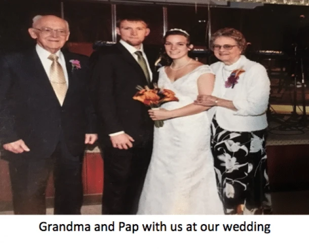 Doctor Brian with his grandparents and wife at his wedding